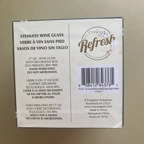 NIB stemless wine glass “IT’S not drinking alone if your dog is home” - Picture 8 of 8